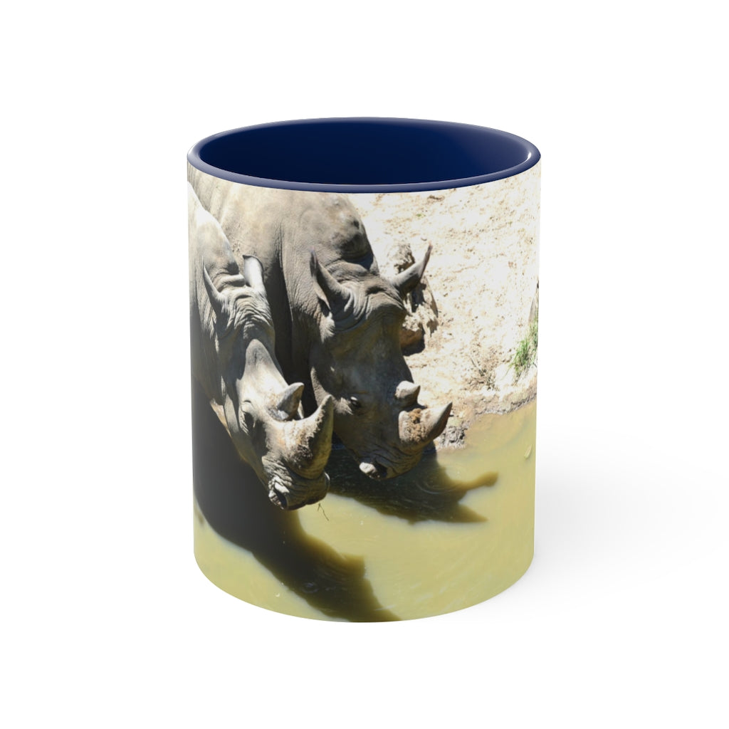 Rhinos Accent Coffee Mug, 11oz with colorful interior and handle, showcasing a stylish two-tone design.