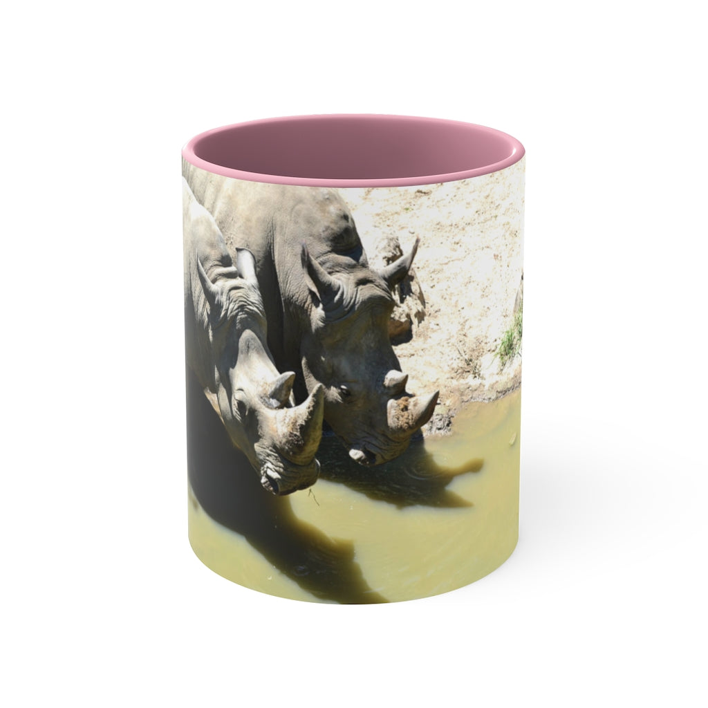 Rhinos Accent Coffee Mug, 11oz with colorful interior and handle, showcasing a stylish two-tone design.