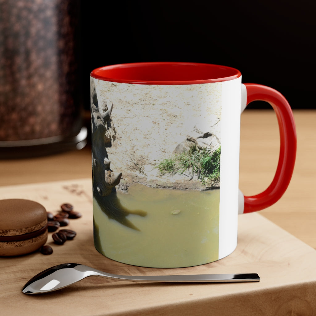 Rhinos Accent Coffee Mug, 11oz with colorful interior and handle, showcasing a stylish two-tone design.