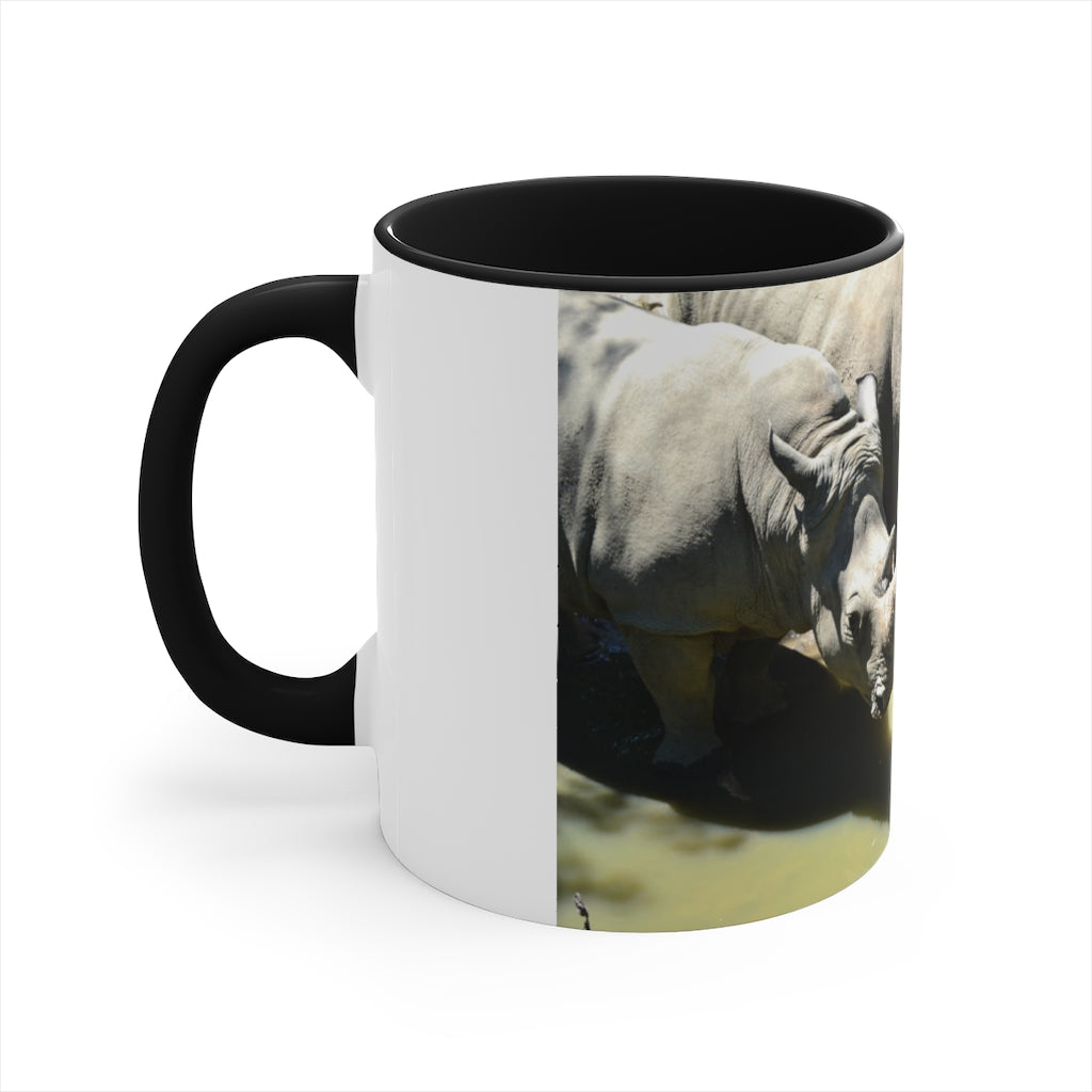 Rhinos Accent Coffee Mug, 11oz with colorful interior and handle, showcasing a stylish two-tone design.