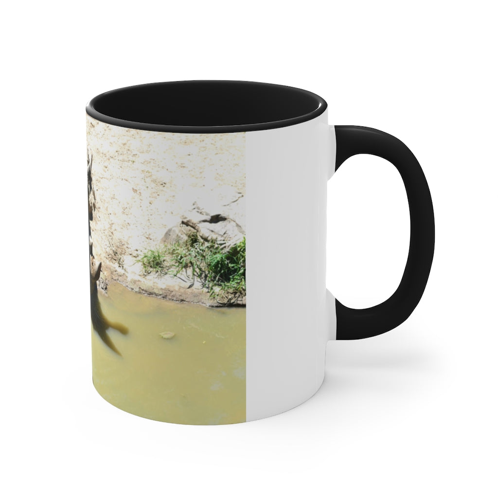 Rhinos Accent Coffee Mug, 11oz with colorful interior and handle, showcasing a stylish two-tone design.