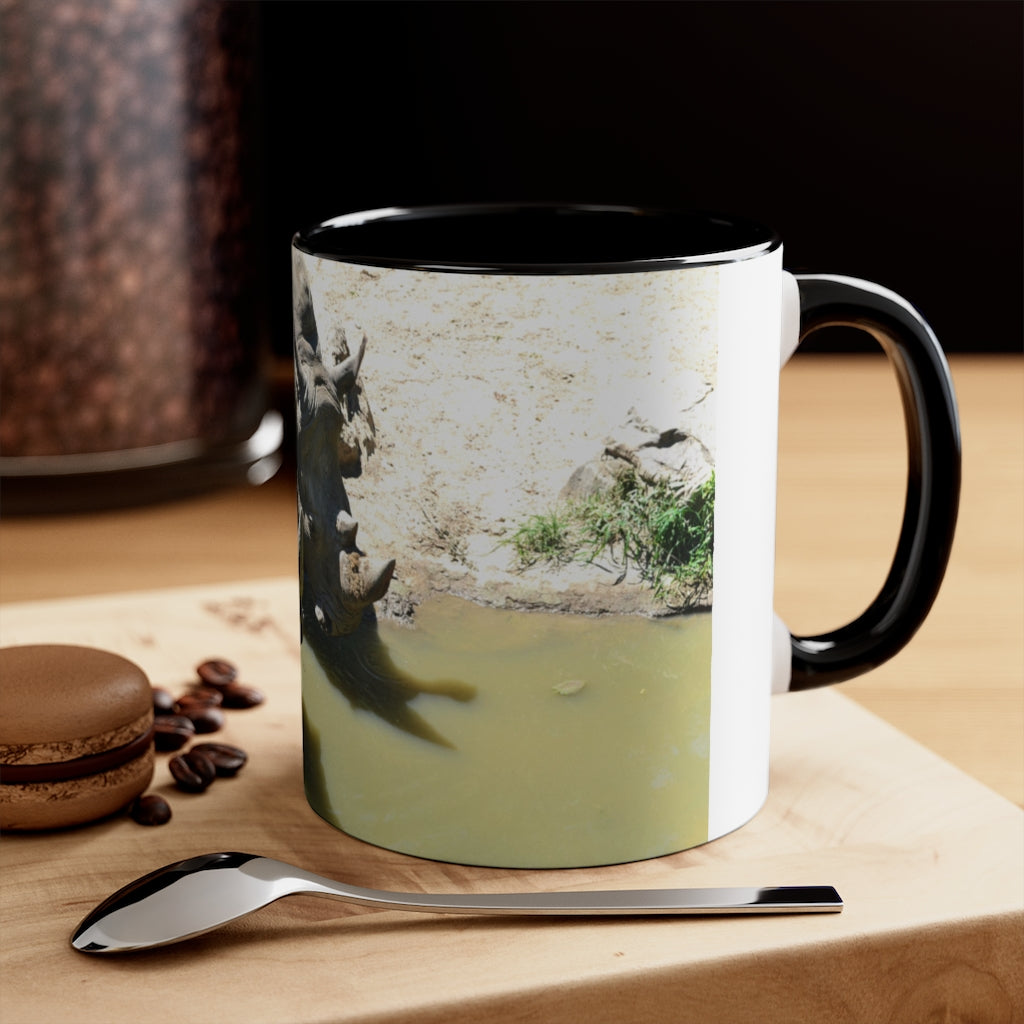 Rhinos Accent Coffee Mug, 11oz with colorful interior and handle, showcasing a stylish two-tone design.