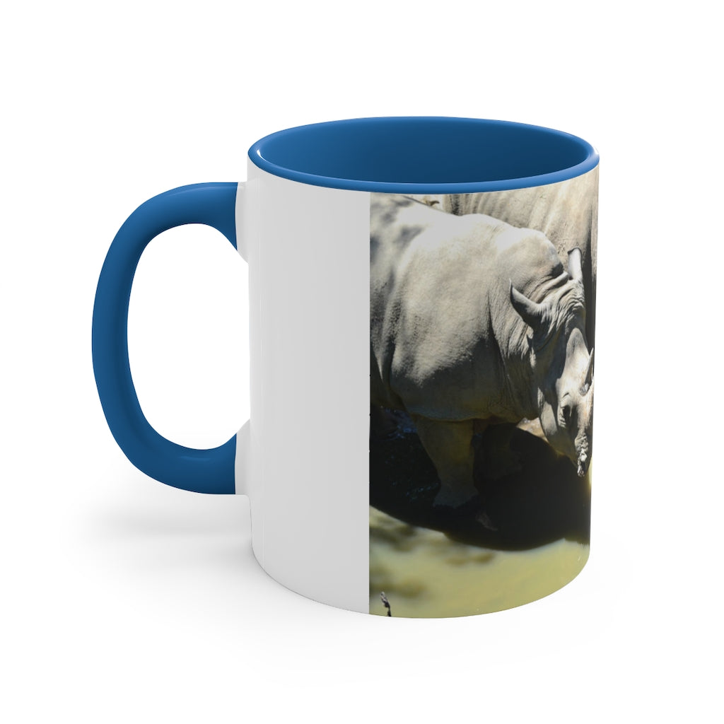 Rhinos Accent Coffee Mug, 11oz with colorful interior and handle, showcasing a stylish two-tone design.