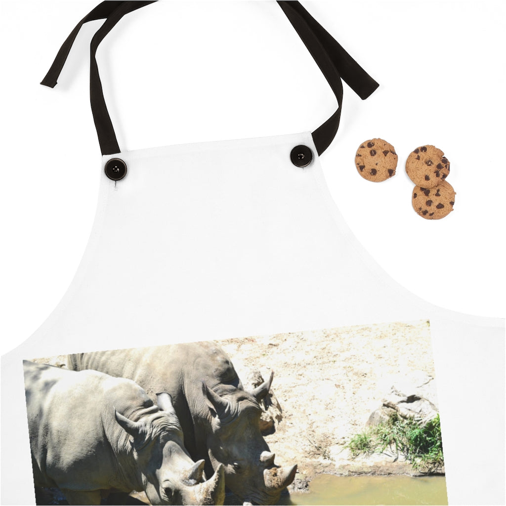 Stylish Rhinos Apron made of lightweight polyester with black detachable twill straps, perfect for cooking.