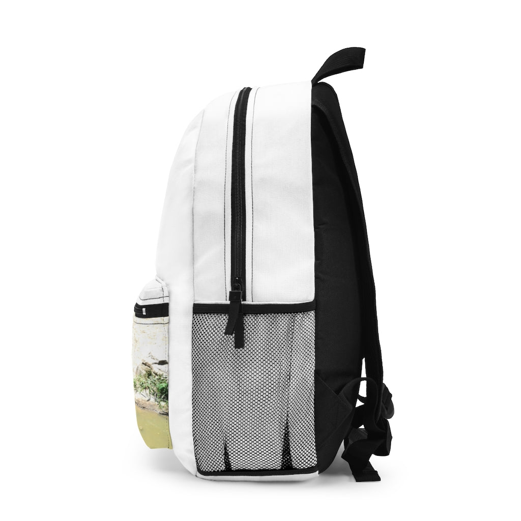 Rhinos Backpack made in USA, featuring durable spun polyester, adjustable straps, and waterproof design.