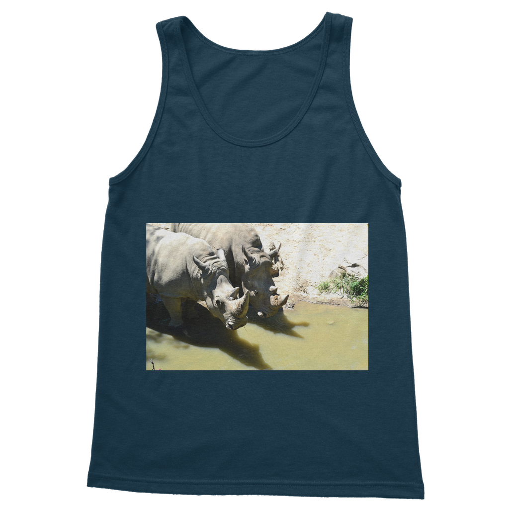 Rhinos Classic Adult Vest Top in various colors, showcasing its unisex design and high-quality fabric.