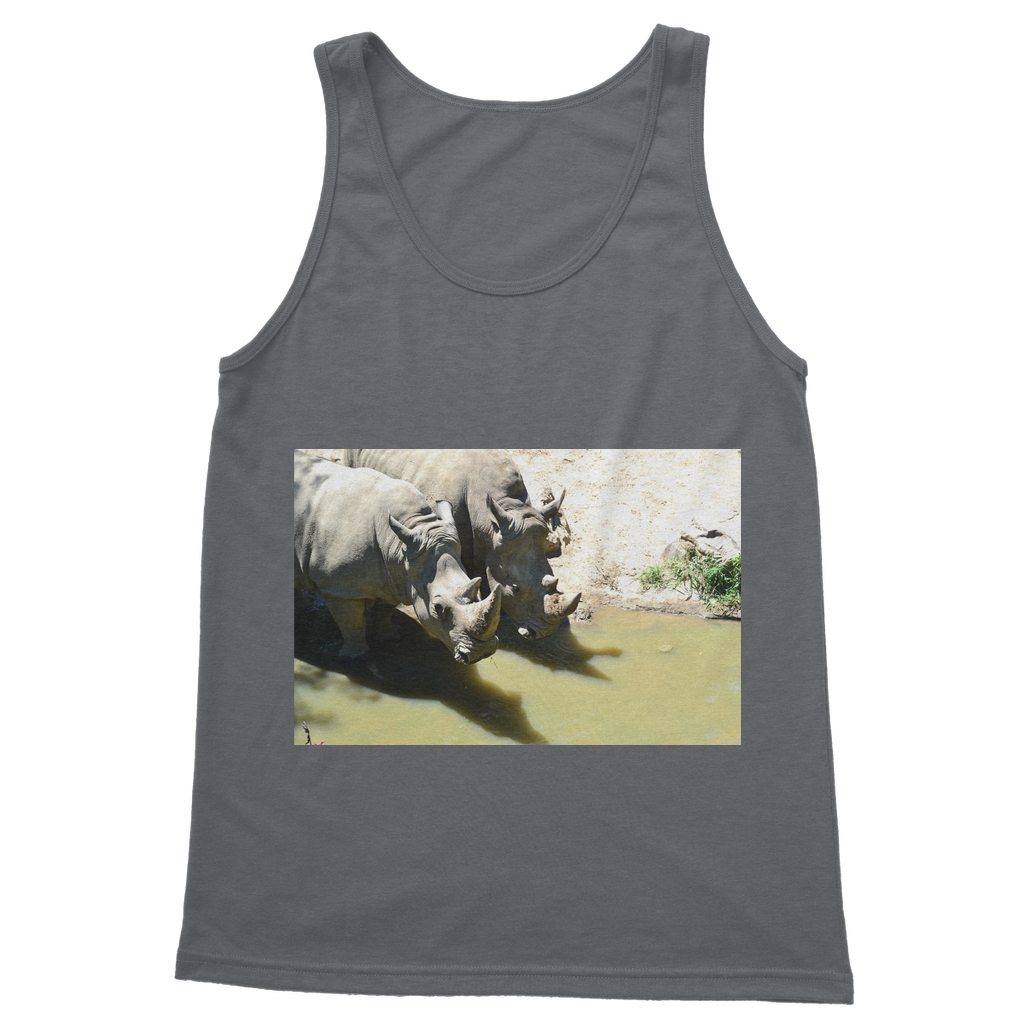 Rhinos Classic Adult Vest Top in various colors, showcasing its unisex design and high-quality fabric.