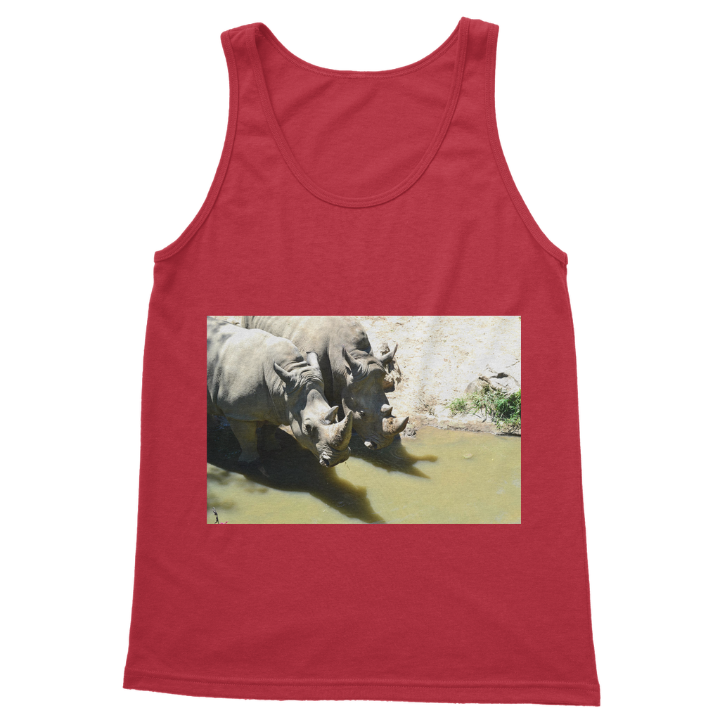 Rhinos Classic Adult Vest Top in various colors, showcasing its unisex design and high-quality fabric.