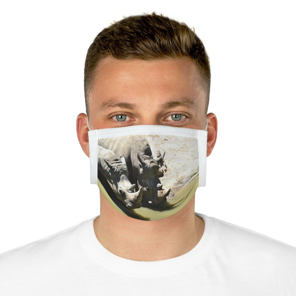 Rhinos Cotton Face Mask featuring vibrant motifs and adjustable features for comfort and style.