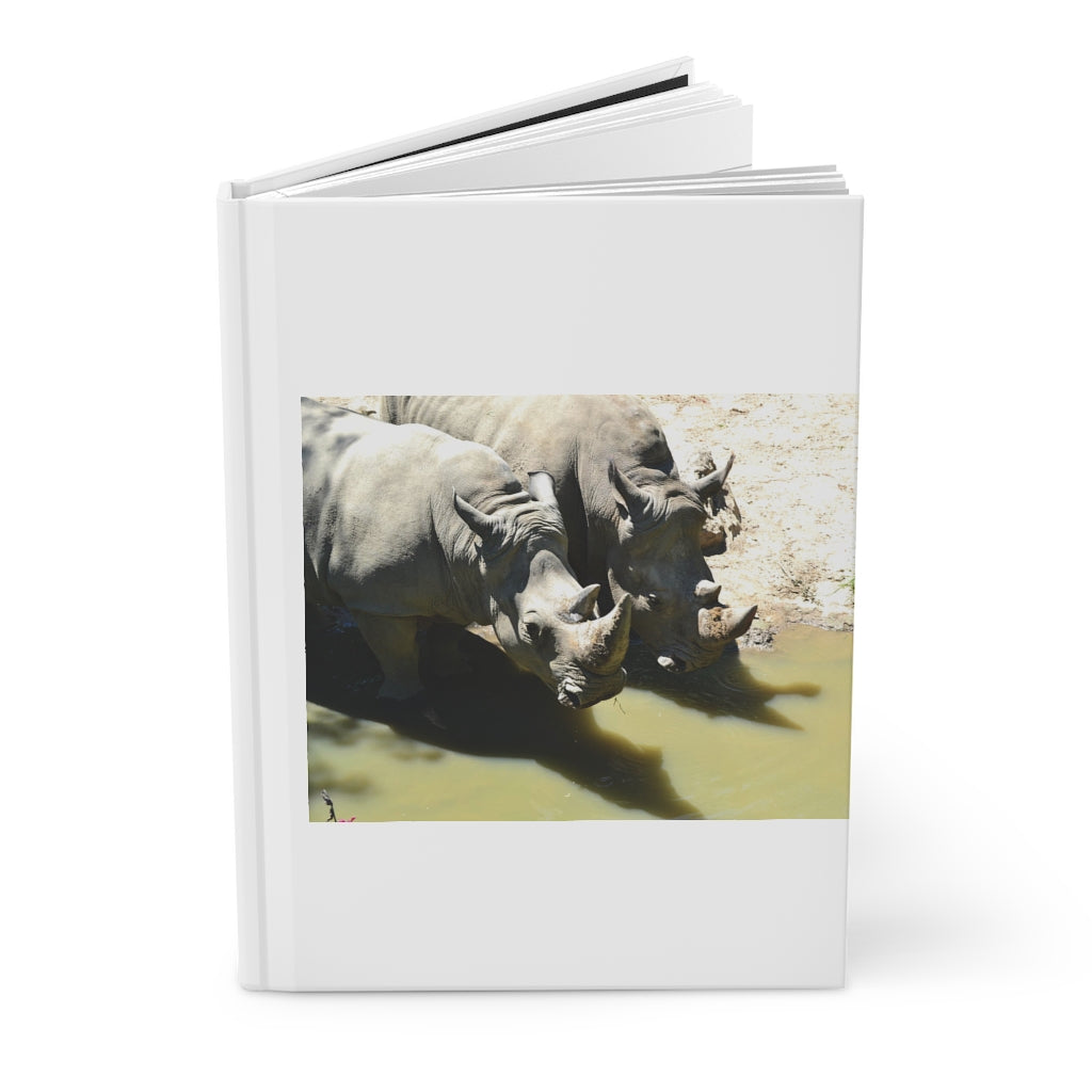 Rhinos Hardcover Journal Matte with customizable cover and lined pages, showcasing its elegant design and sturdy construction.