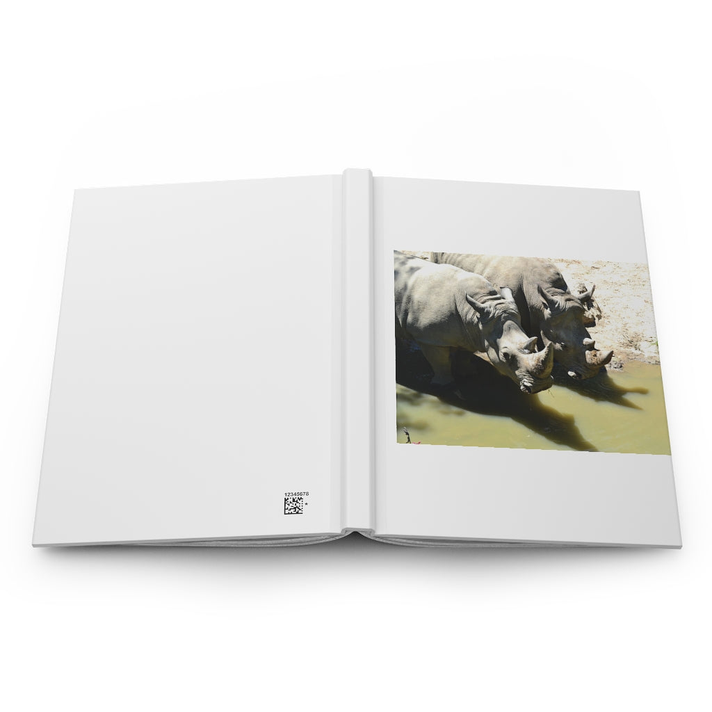 Rhinos Hardcover Journal Matte with customizable cover and lined pages, showcasing its elegant design and sturdy construction.