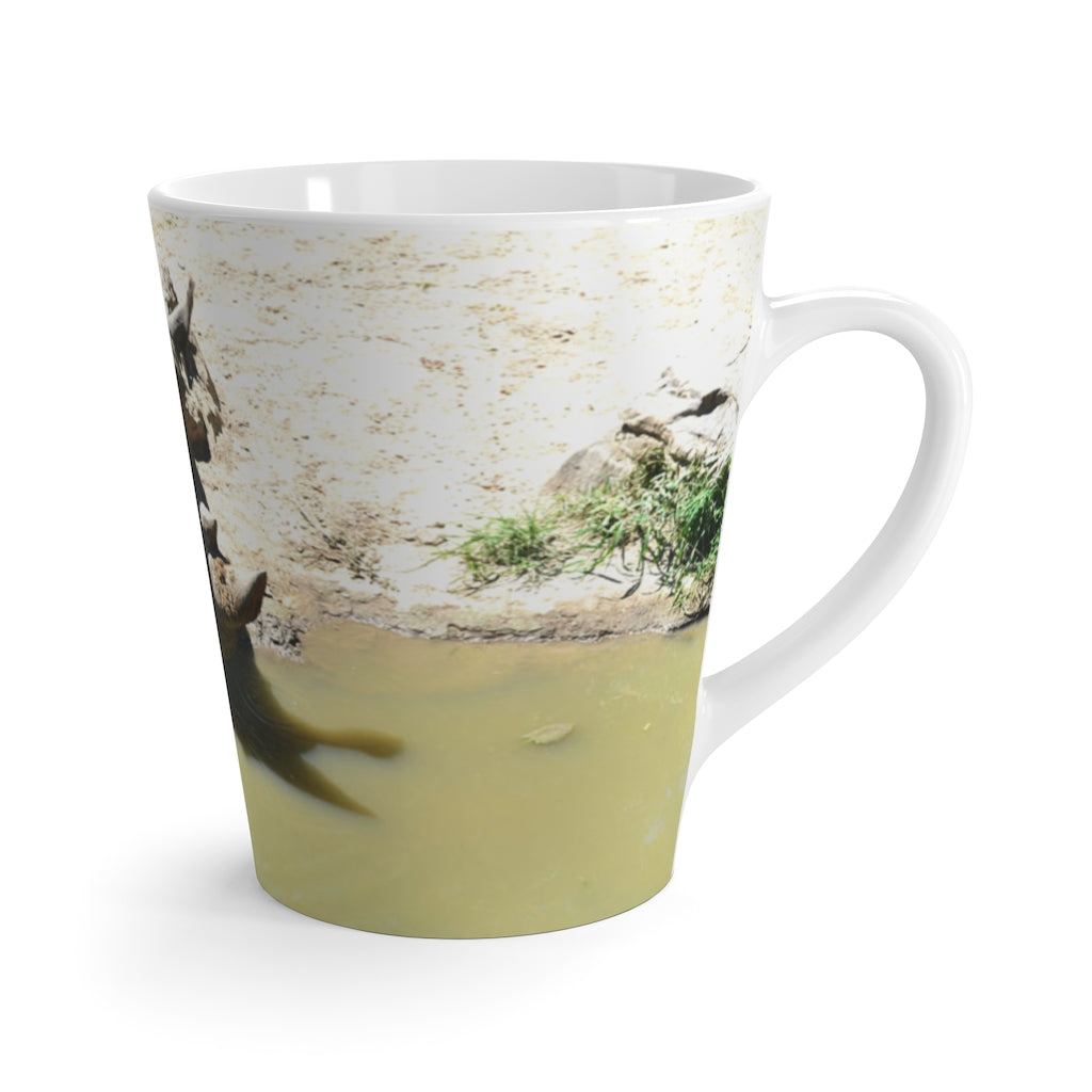 Rhinos Latte Mug featuring a durable ceramic design with high-quality sublimation printing, ideal for coffee lovers.