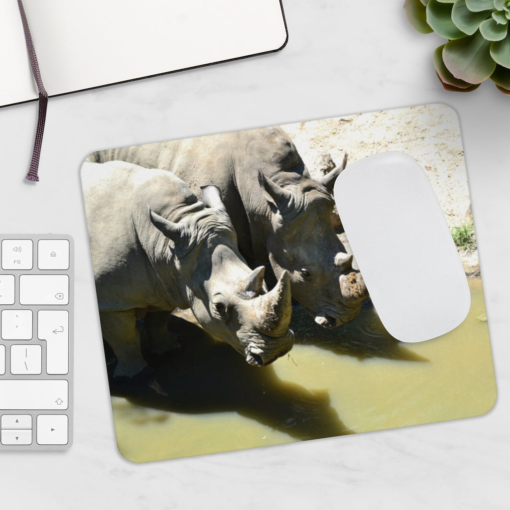 Rhinos Mouse Pad featuring vibrant design and non-slip base, perfect for enhancing workspace aesthetics.