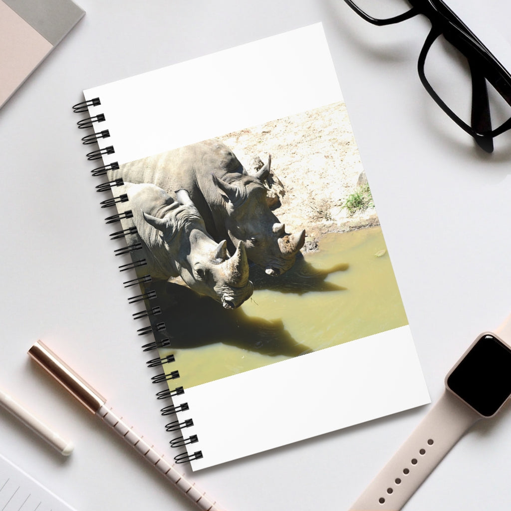 Rhinos Spiral Journal featuring a stylish front cover, available in four different styles including blank, dot grid, lined, and task management.