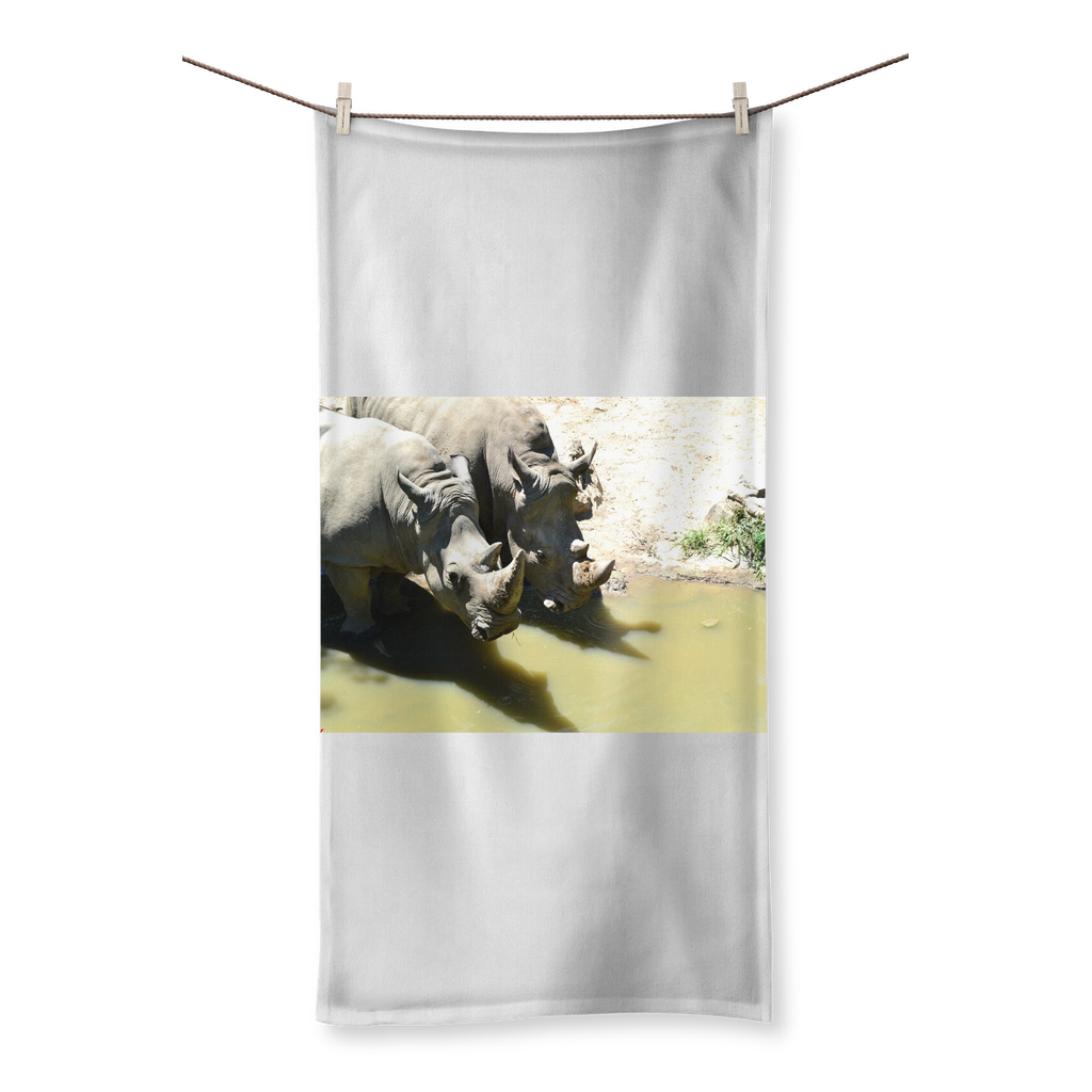 Rhinos Sublimation All Over Towel showcasing vibrant colors and soft texture, perfect for drying off.