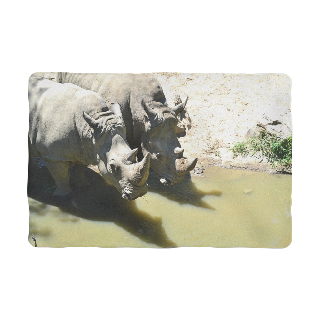 Rhinos Sublimation Pet Blanket made of soft polar fleece, featuring a stylish design, perfect for pets to stay cozy and protect furniture.