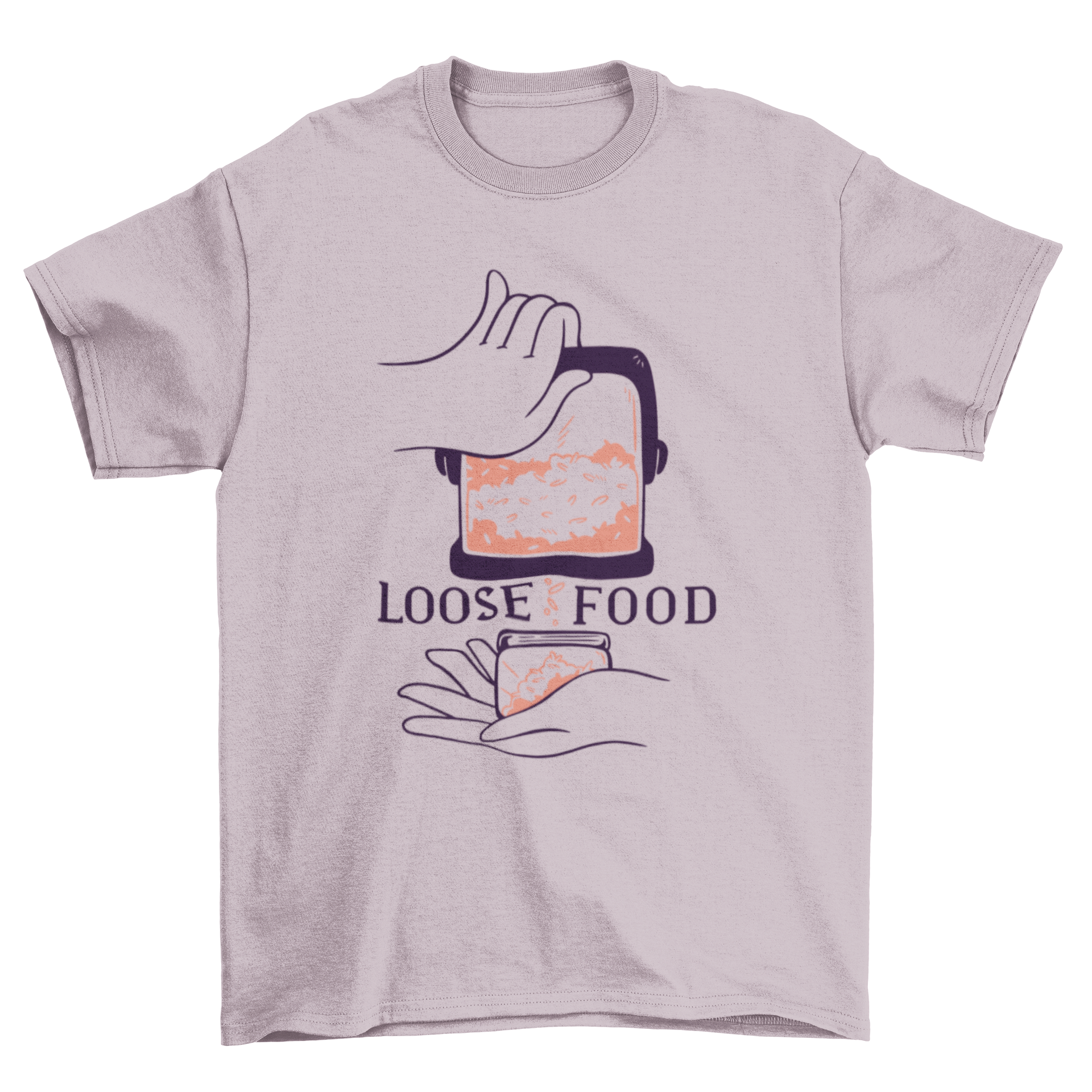 Rice Quote T-Shirt featuring a rice dispenser graphic and the caption 'Loose food' in a stylish design.