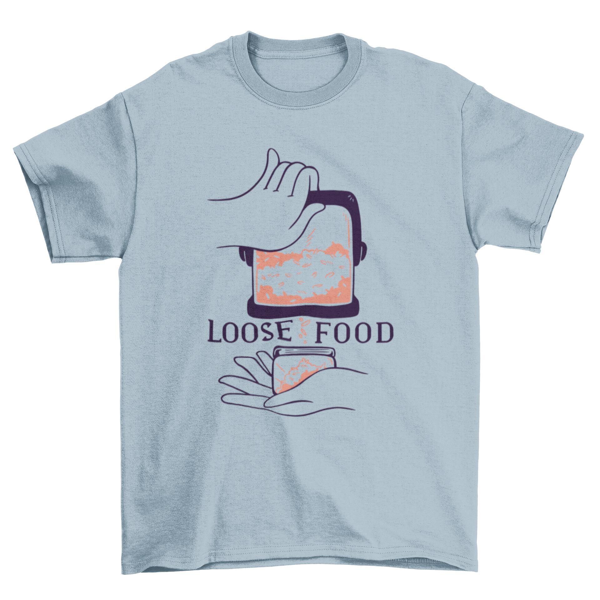 Rice Quote T-Shirt featuring a rice dispenser graphic and the caption 'Loose food' in a stylish design.