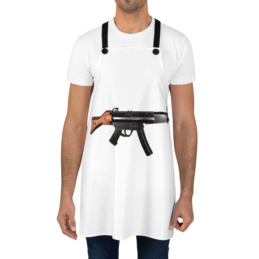 Rifle Apron featuring a stylish design, black detachable twill straps, and a customizable one-sided print, perfect for cooking and grilling.