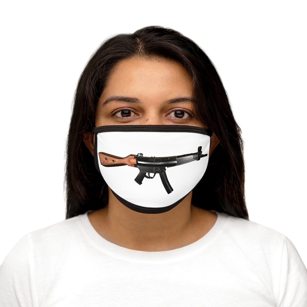 Rifle Mixed-Fabric Face Mask featuring a black outer edge and earloops, made of polyester and cotton for comfort and style.