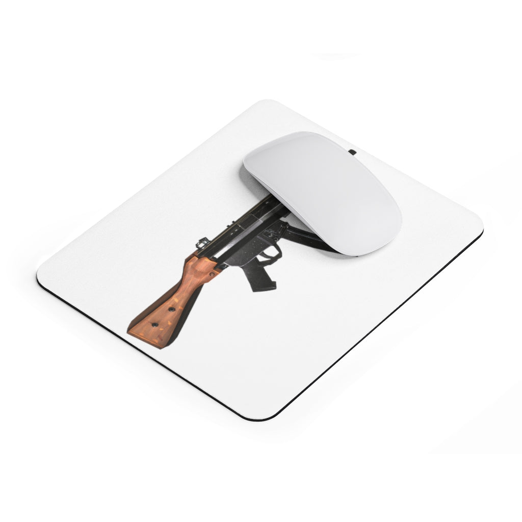 Rifle Mouse Pad featuring a vibrant design, made of durable neoprene with a non-slip base.