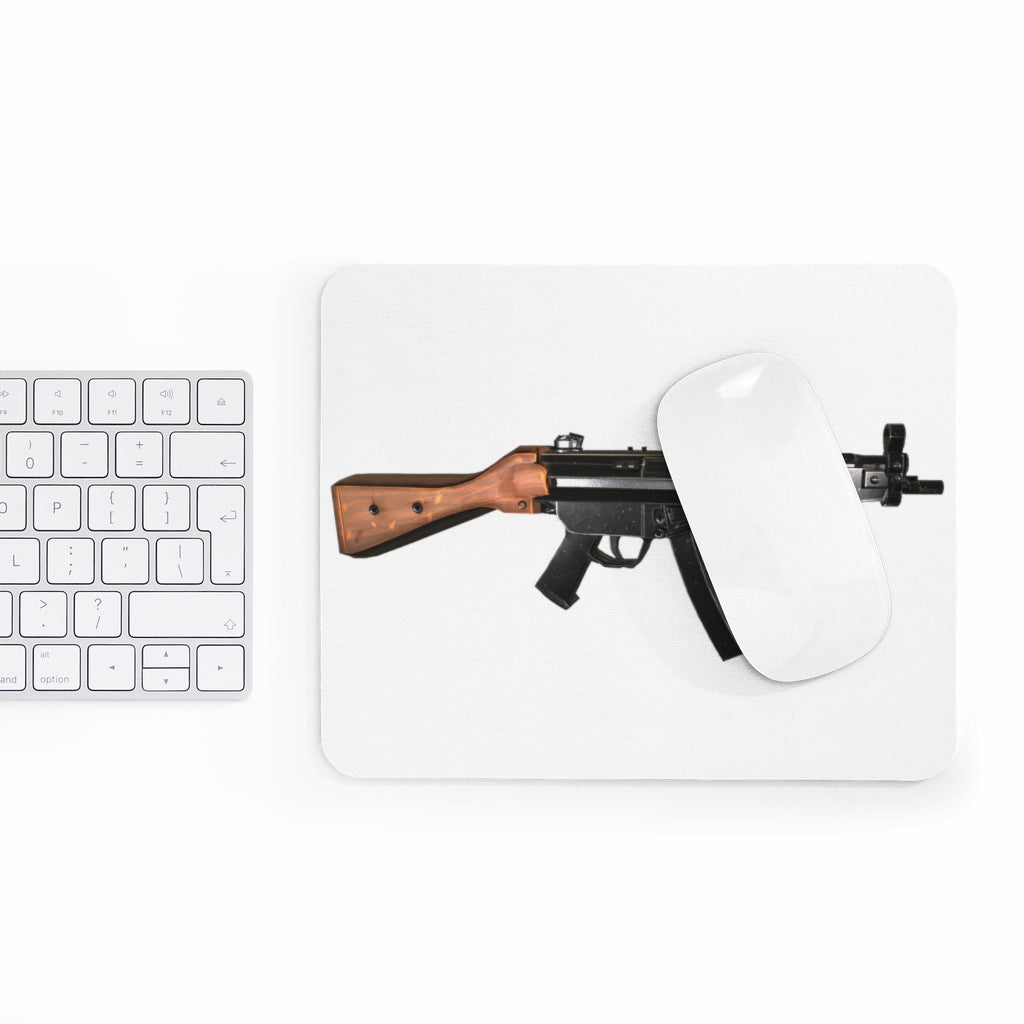 Rifle Mouse Pad featuring a vibrant design, made of durable neoprene with a non-slip base.