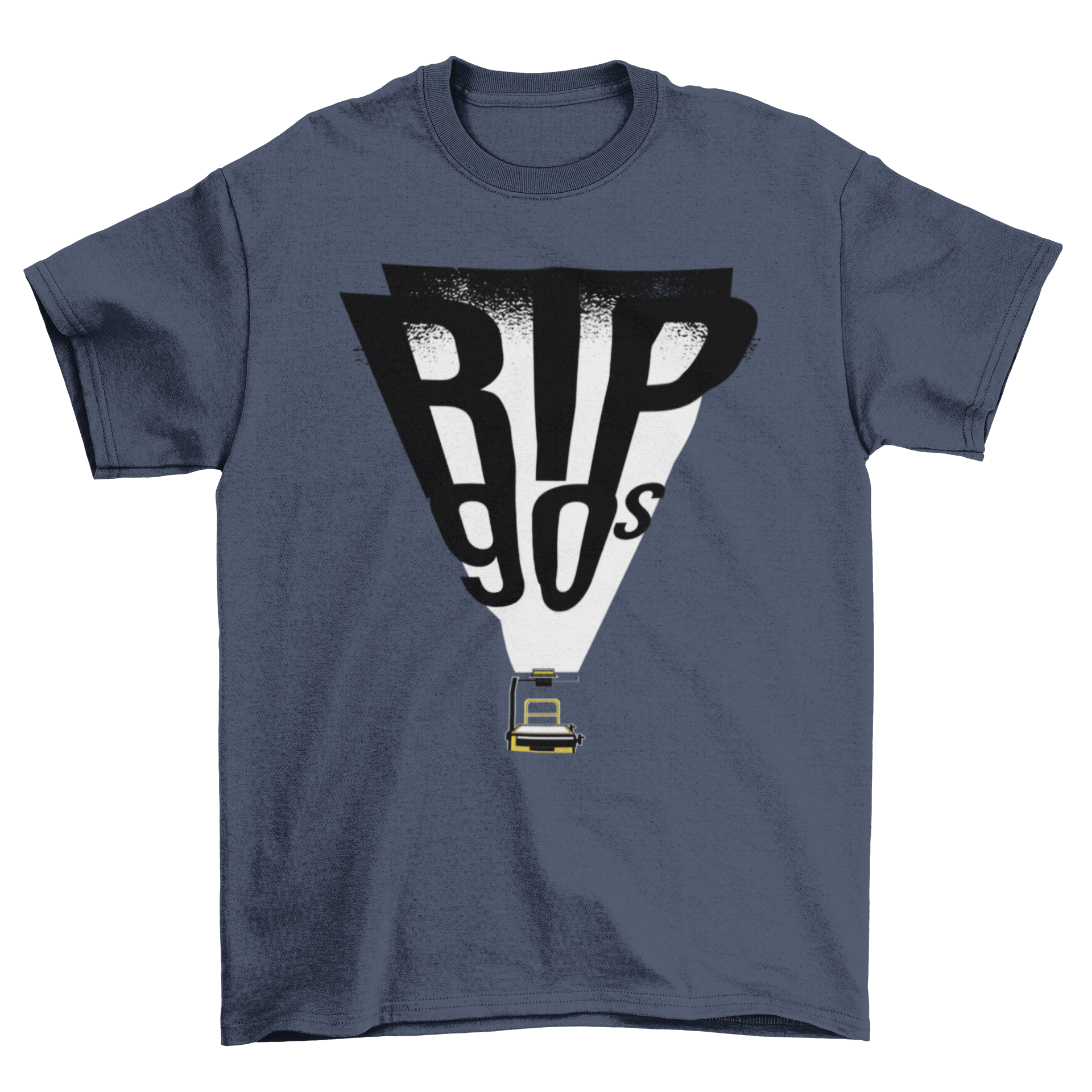 Rip 90s T-shirt featuring a retro projector design with 'RIP 90s' lettering.