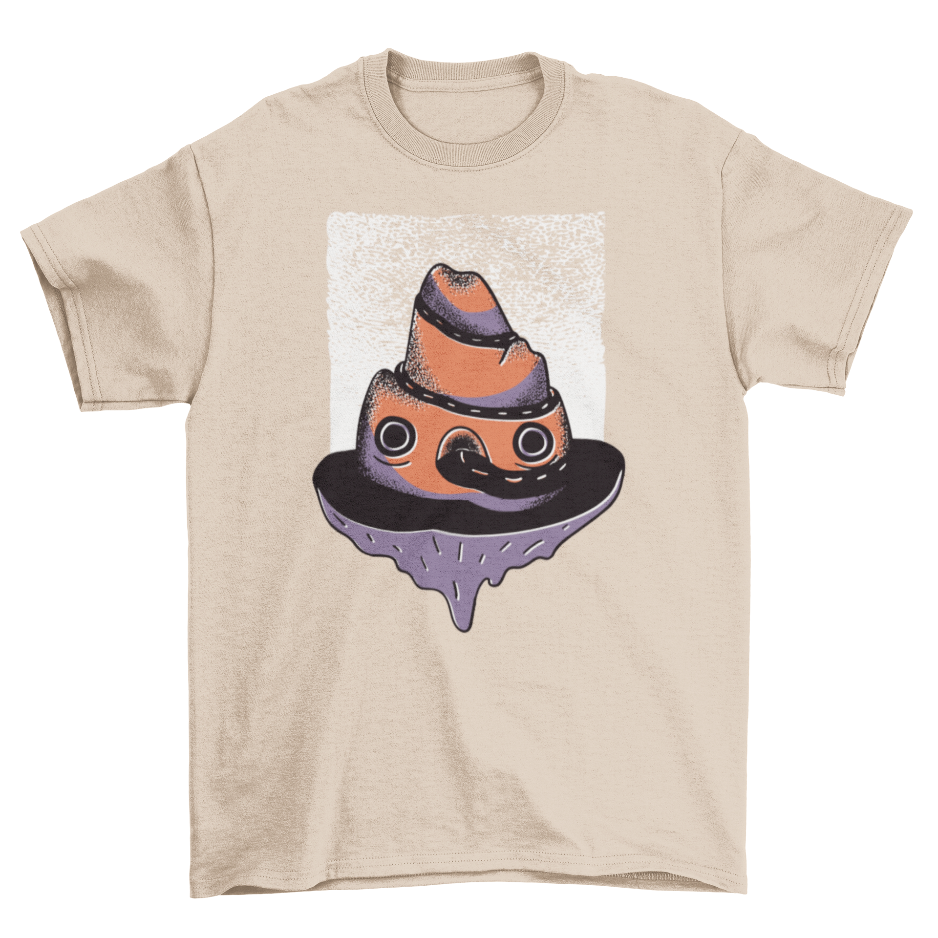 A stylish t-shirt featuring a mountain creature design with a road coming out of its mouth, perfect for outdoor enthusiasts.