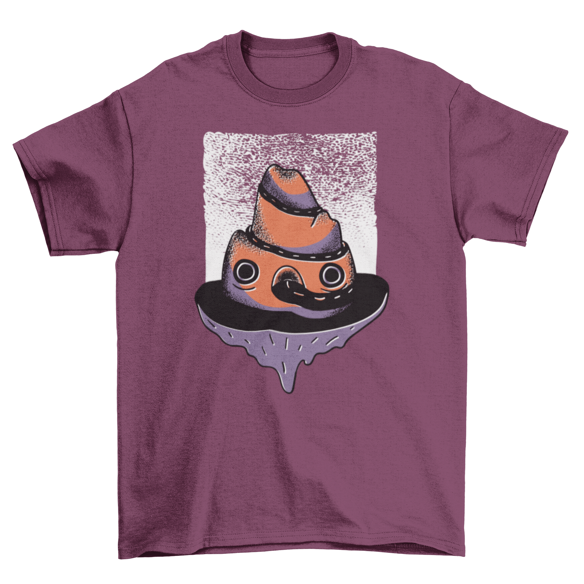 A stylish t-shirt featuring a mountain creature design with a road coming out of its mouth, perfect for outdoor enthusiasts.