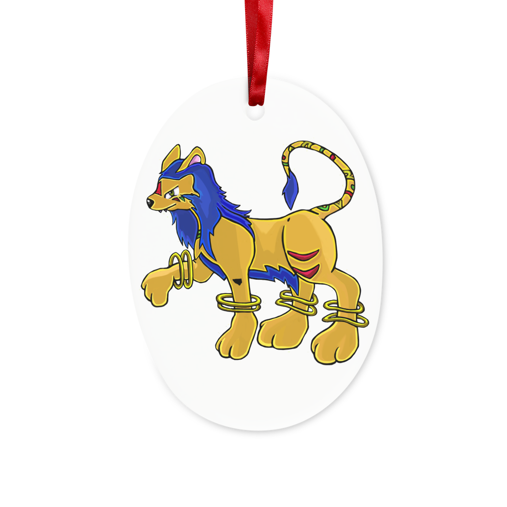 Roararing Ceramic Hanging Ornament with red ribbon and gold string, beautifully crafted for Christmas decoration.