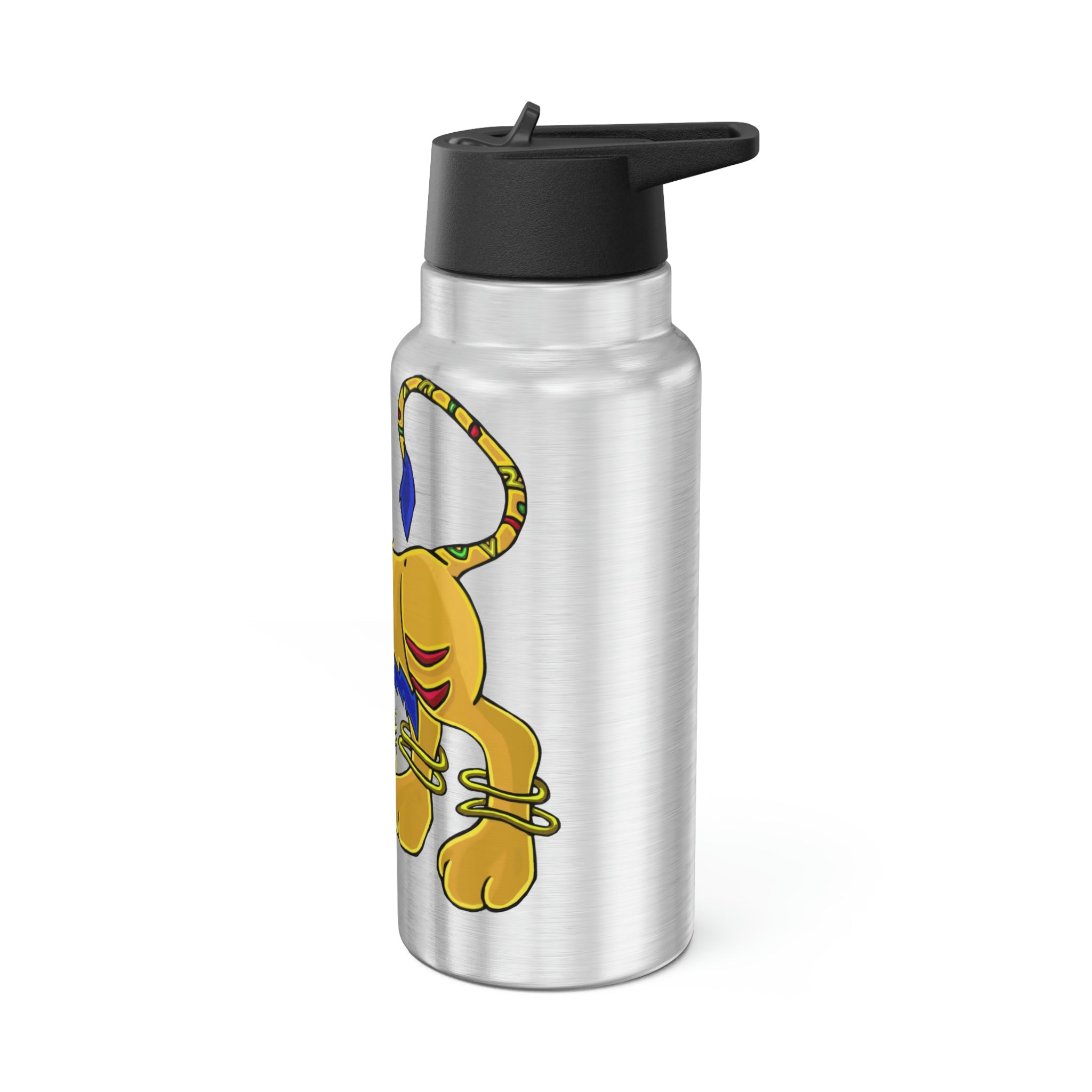 Roararing Gator Tumbler, 32oz, featuring a sleek stainless steel design with a black plastic screw-on cap and a straw.