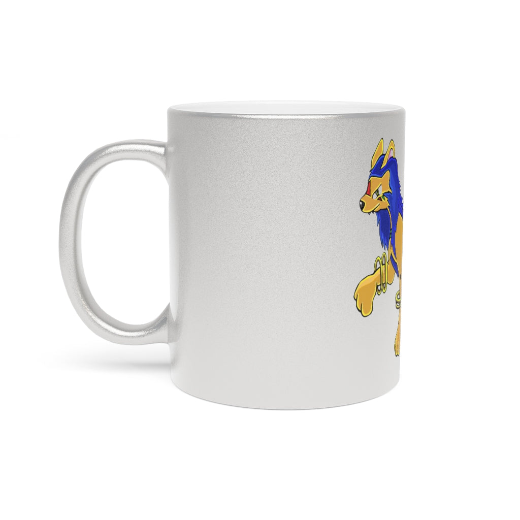 Roararing Metallic Mug in Silver and Gold with personalized designs, showcasing a stylish ceramic finish.