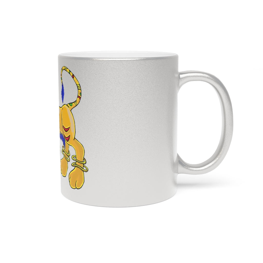 Roararing Metallic Mug in Silver and Gold with personalized designs, showcasing a stylish ceramic finish.