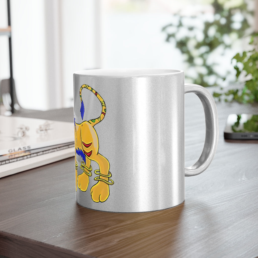 Roararing Metallic Mug in Silver and Gold with personalized designs, showcasing a stylish ceramic finish.