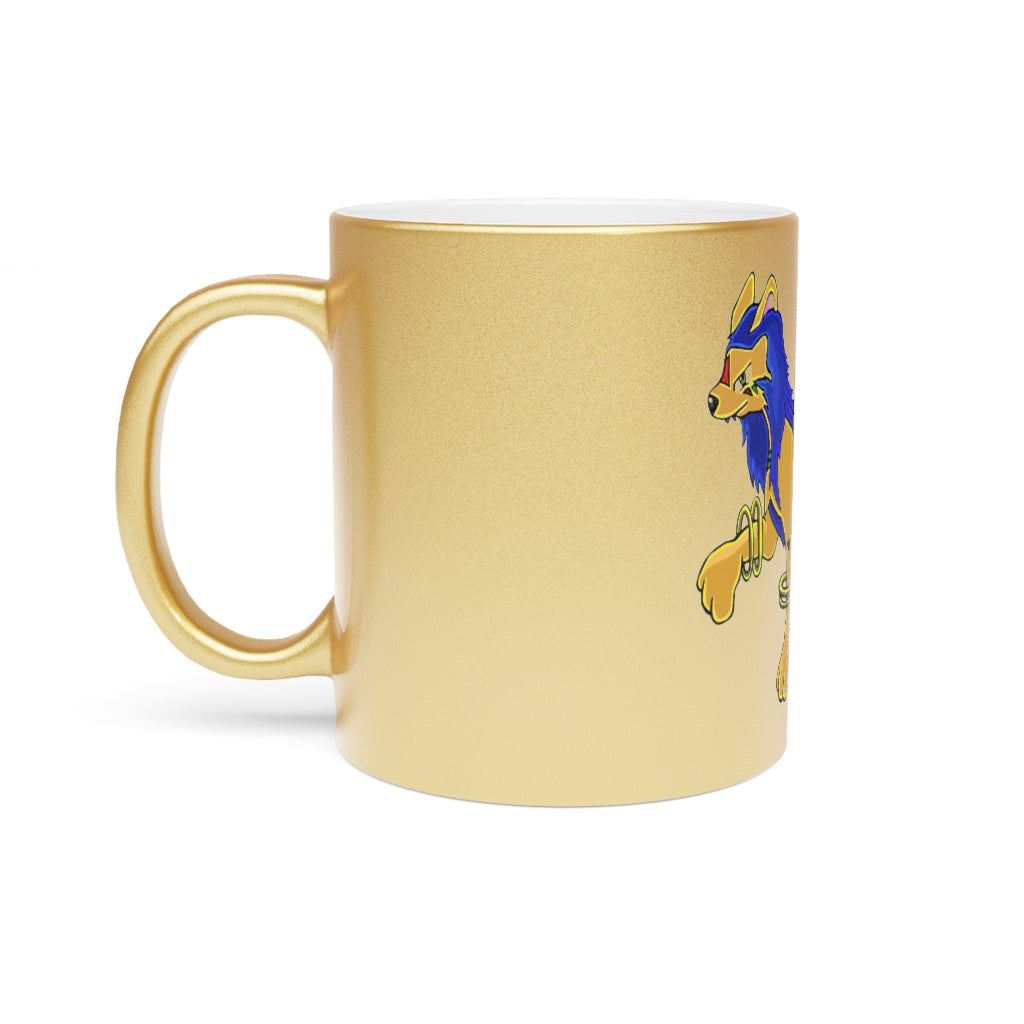 Roararing Metallic Mug in Silver and Gold with personalized designs, showcasing a stylish ceramic finish.