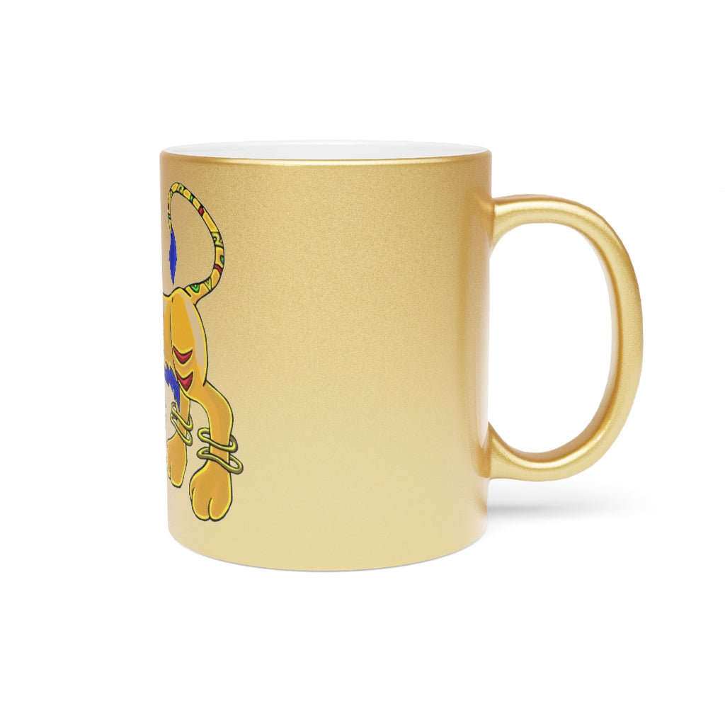 Roararing Metallic Mug in Silver and Gold with personalized designs, showcasing a stylish ceramic finish.