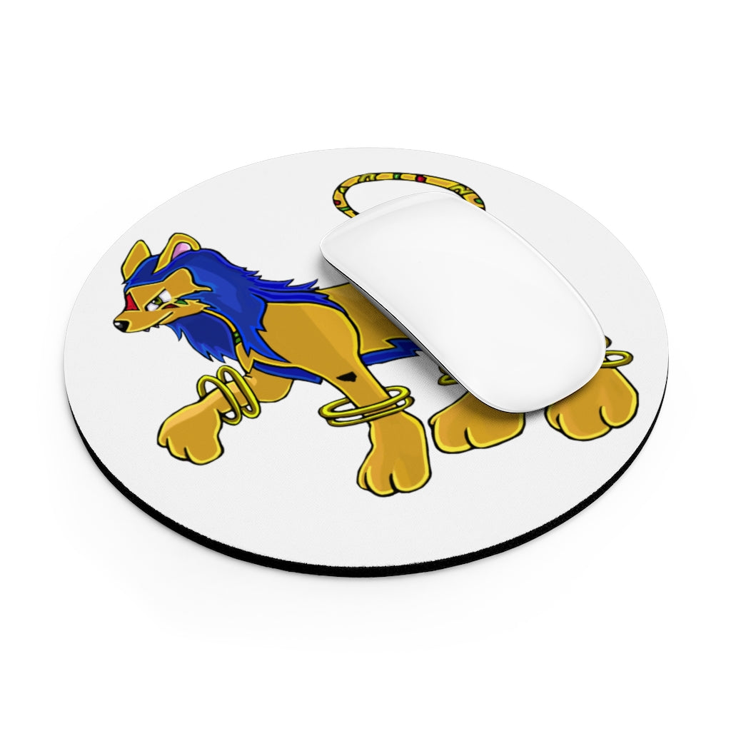 Roararing Mouse Pad in round and rectangular shapes with vibrant designs and non-slip rubber bottom.