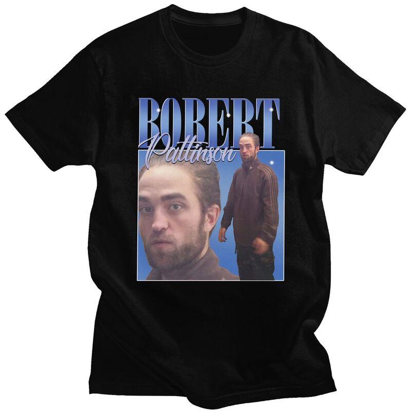 Robert Pattinson Standing Meme T-Shirt in various colors, showcasing a hip hop style and comfortable fit.