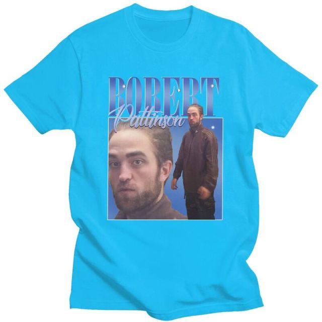 Robert Pattinson Standing Meme T-Shirt in various colors, showcasing a hip hop style and comfortable fit.