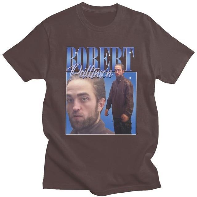 Robert Pattinson Standing Meme T-Shirt in various colors, showcasing a hip hop style and comfortable fit.