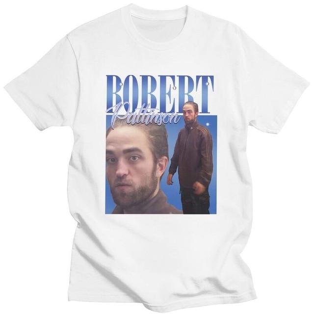 Robert Pattinson Standing Meme T-Shirt in various colors, showcasing a hip hop style and comfortable fit.