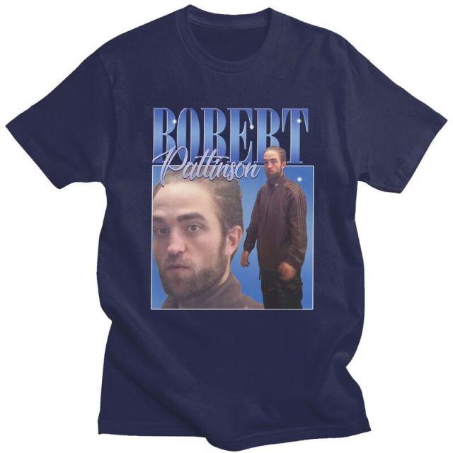 Robert Pattinson Standing Meme T-Shirt in various colors, showcasing a hip hop style and comfortable fit.