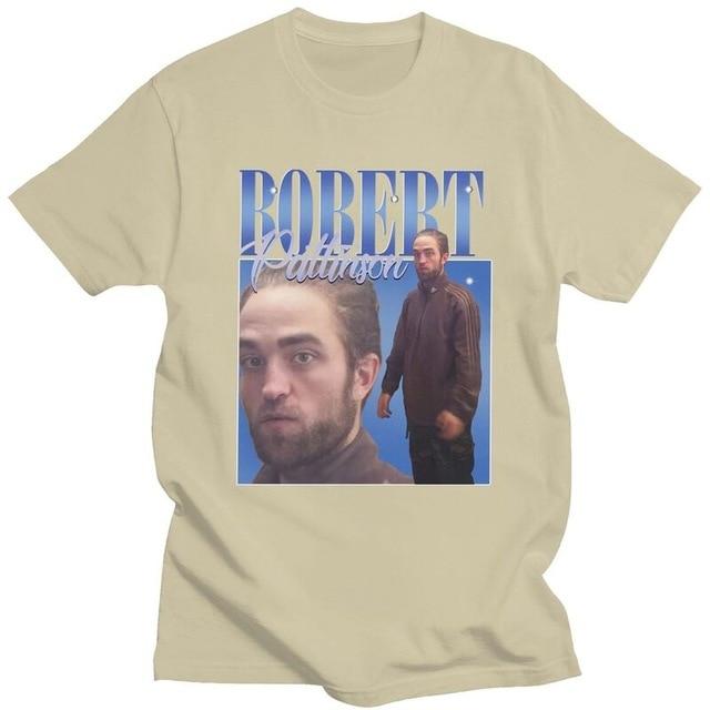 Robert Pattinson Standing Meme T-Shirt in various colors, showcasing a hip hop style and comfortable fit.