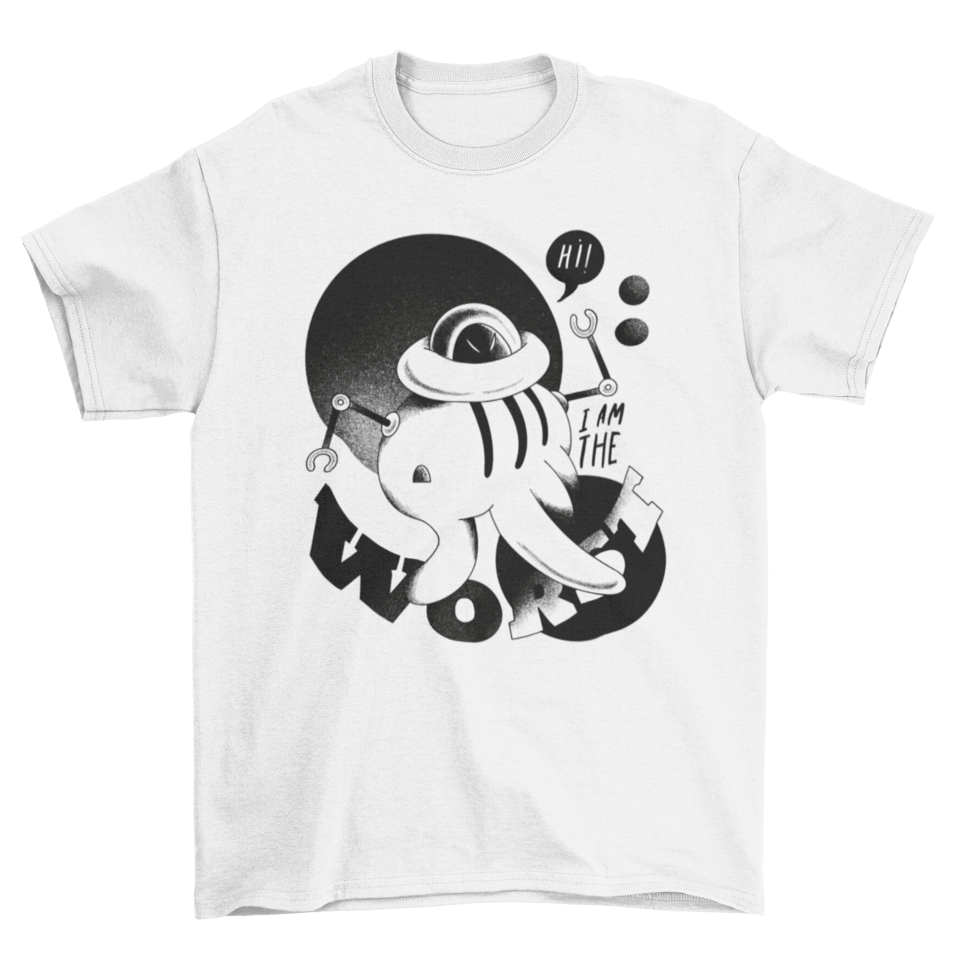 A stylish t-shirt featuring a retro robot alien monster design with the quote 'I am the worst'.