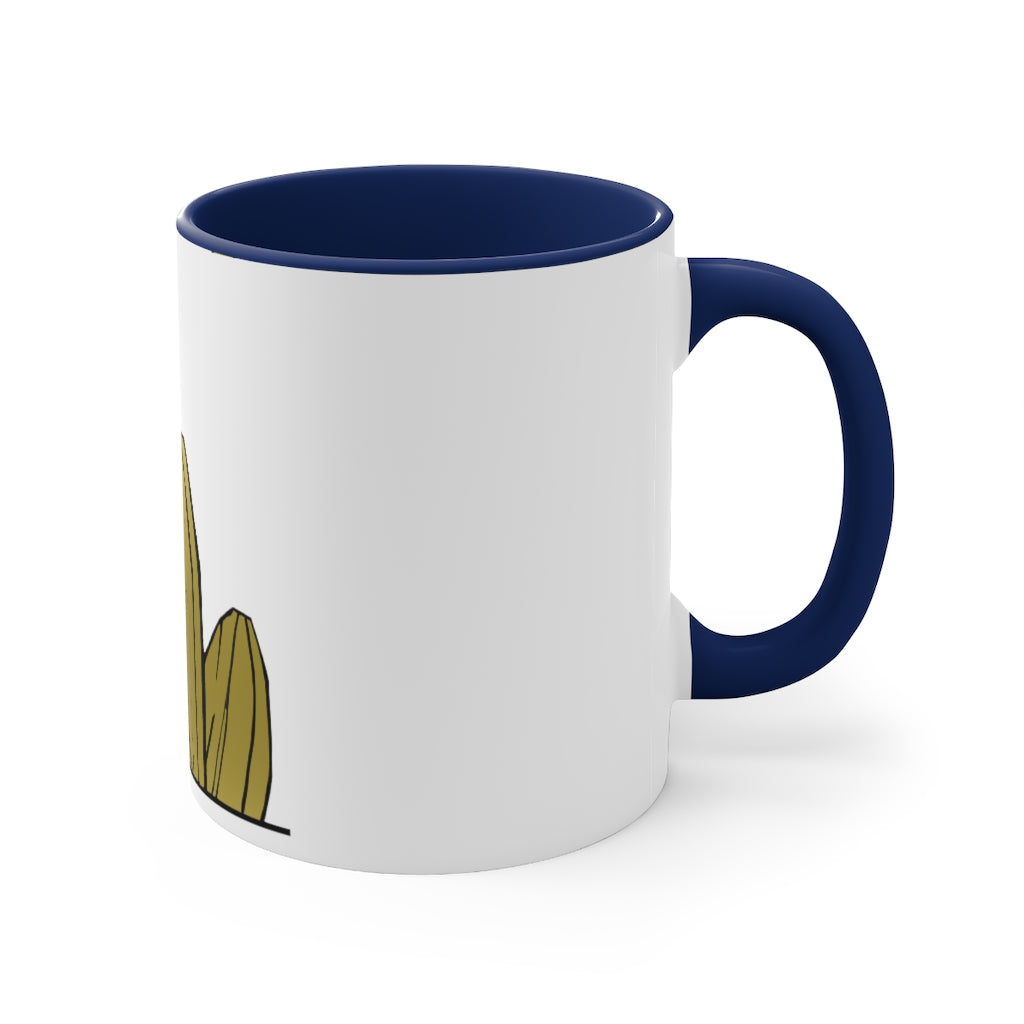 Rock Accent Coffee Mug with a white exterior and colorful interior and handle, showcasing a modern two-tone design.