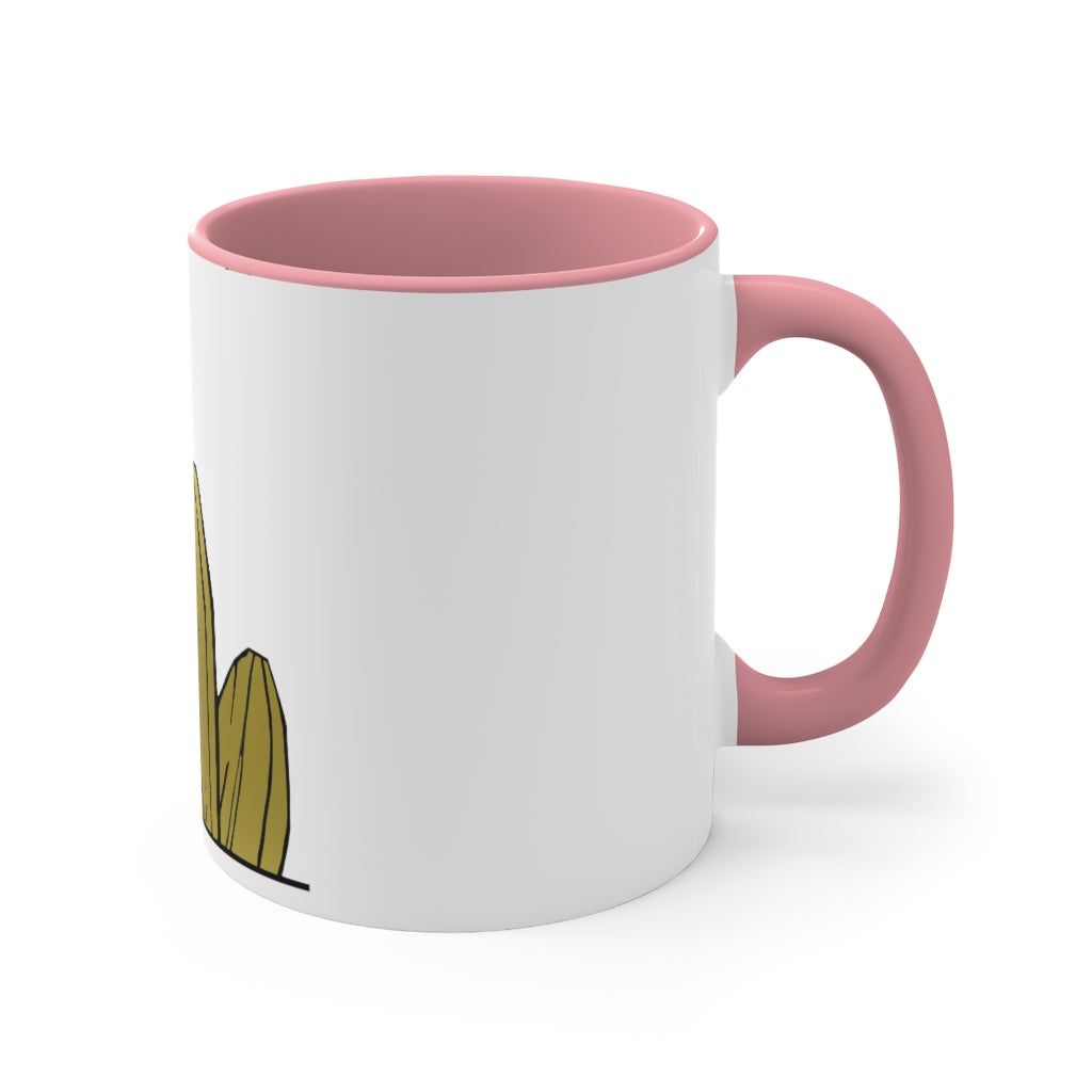 Rock Accent Coffee Mug with a white exterior and colorful interior and handle, showcasing a modern two-tone design.