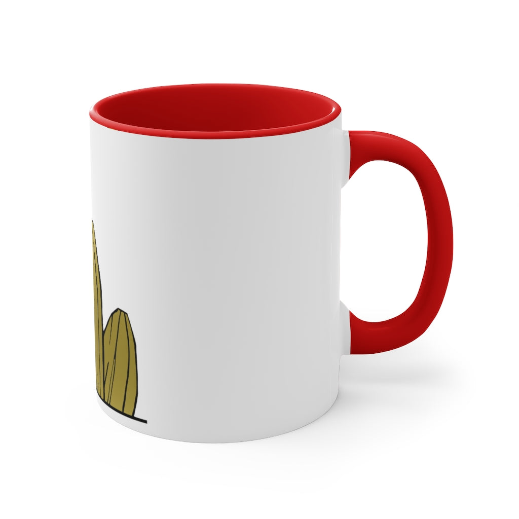 Rock Accent Coffee Mug with a white exterior and colorful interior and handle, showcasing a modern two-tone design.