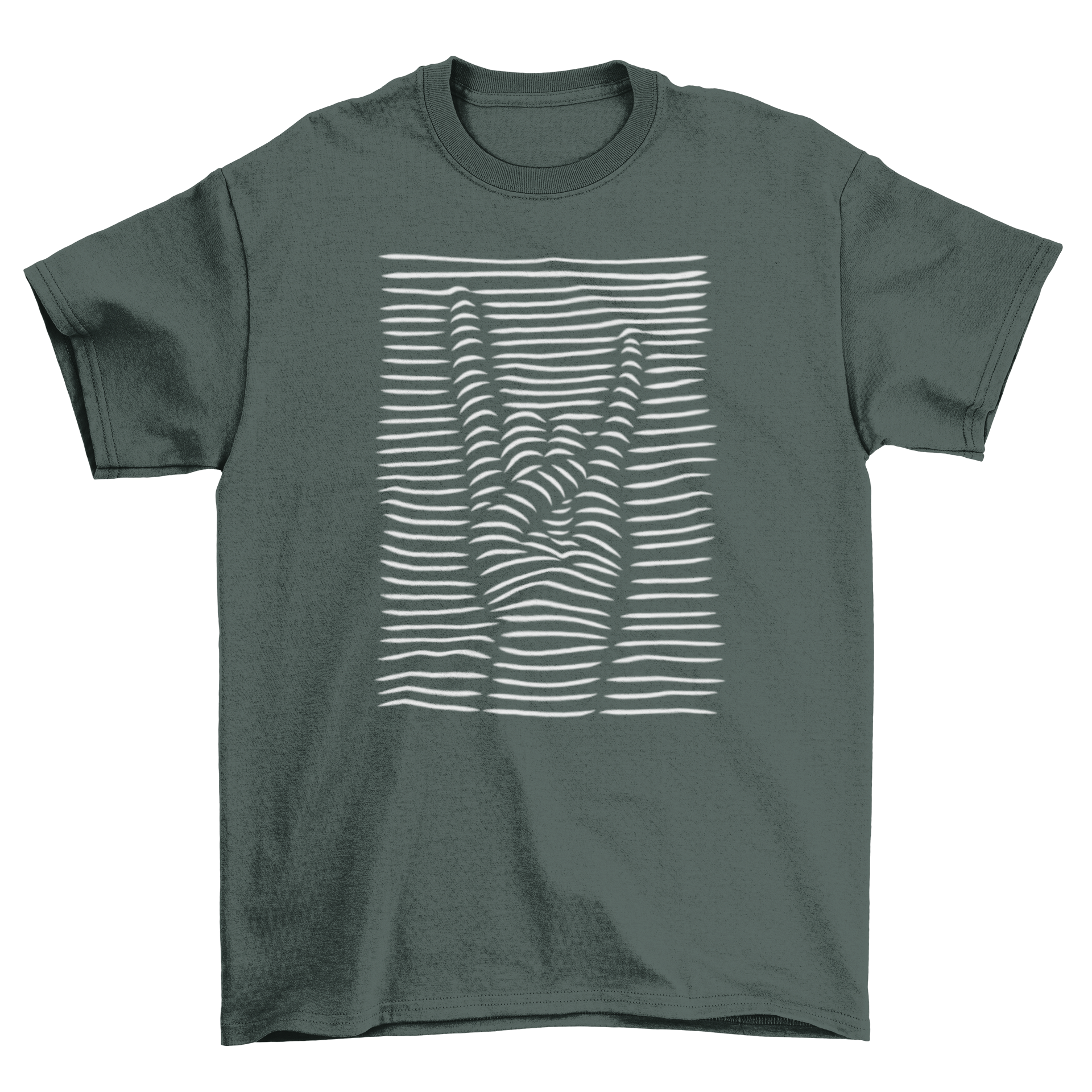 A stylish t-shirt featuring a 3D optical illusion of a rock and roll hand sign, perfect for music lovers.