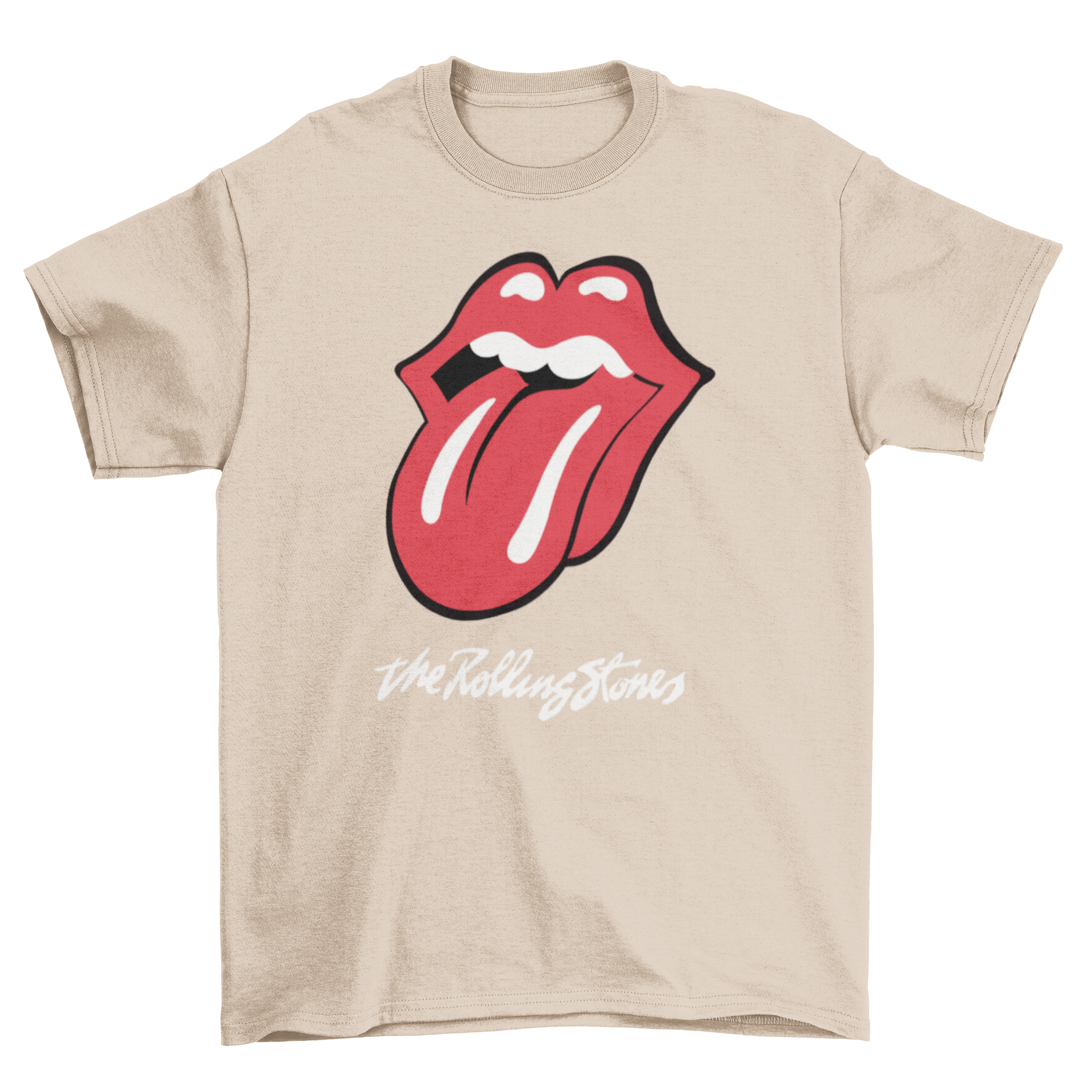 Rock Band Lips t-shirt featuring a vibrant logo design on high-quality fabric, perfect for music enthusiasts.