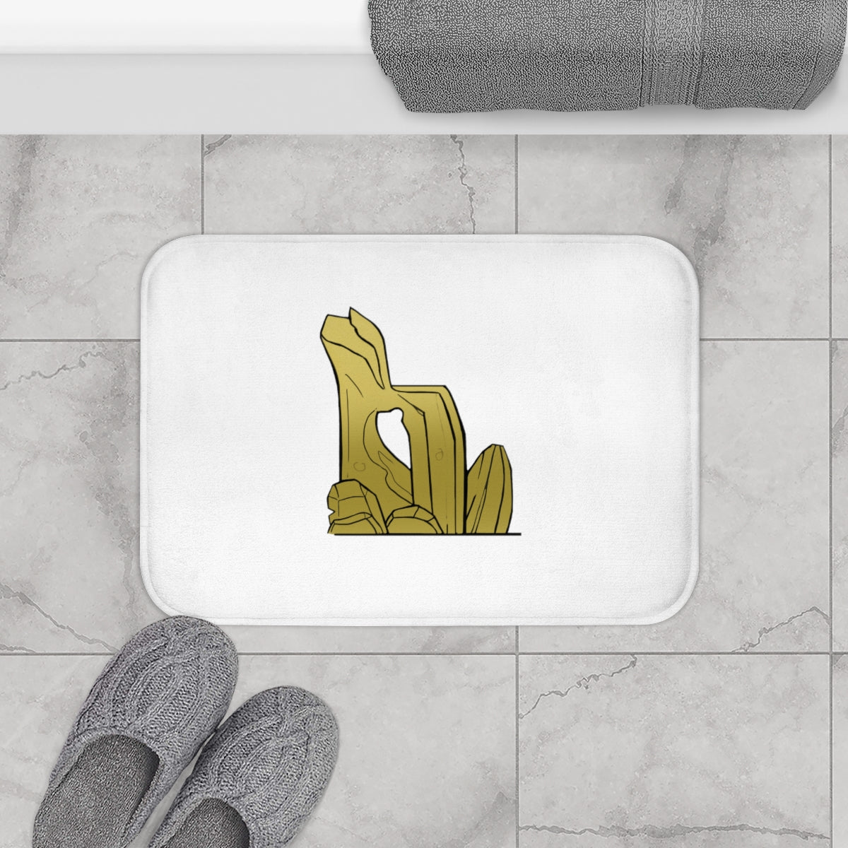 Stylish Rock Bath Mat with anti-slip backing in a modern bathroom setting.